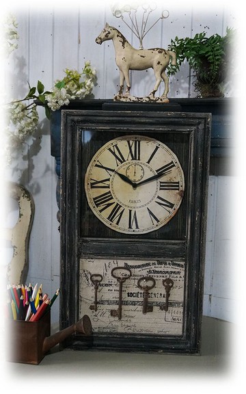 木制古舊柜鐘 座鐘靜音 法式鄉村 1入