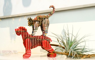 布萊梅城市樂手 - 貓 DIY手作 3D居家擺飾 郵票拼貼