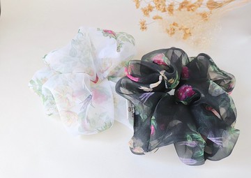 Botanical art scrunchie Set 朝日藝術風格原創紡織大髮箍