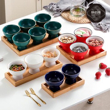 金邊陶瓷創意茶點盤托盤零食小碗分格果盤客廳干果拼盤餐廳小吃碟