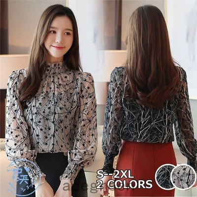ブラウス レディース40代 可愛い黒ブラウス シャツ 袖ありブラウス花柄ブラウス 着痩せ 大きいサイズブラウスゆったり披露宴 お食事会50代ブラウスオフィス 通販 Lineポイント最大get Lineショッピング