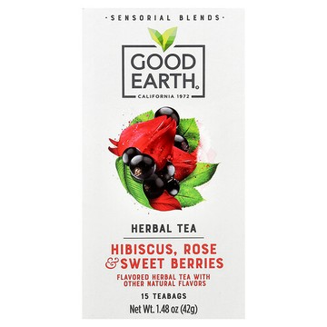 Good Earth Teas, Sensorial Blends，草本茶，木槿、玫瑰和甜漿果，15 個可生物降解茶包，1.48 盎司（42 克）