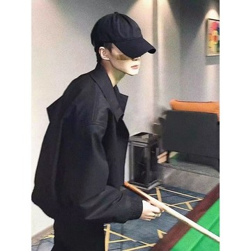2025春秋新款男士外套韓版潮流痞帥網紅修身夾克精神小夥百搭上衣水洗牛仔 寬鬆 夾克 丹寧 連帽牛仔外套 外套 落肩 新
