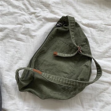 包包女包新款韓國單肩餃子包水洗做舊感拉鏈帆布女包潮斜跨文布包