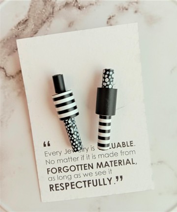 紙 耳環_經典黑白_中長串珠_CONNETTERE 同系列可換搭