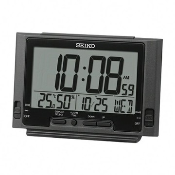 seiko SK037 精工鐘 (QHL095K) 溫溼度顯示貪睡電子雙鬧鈴桌鐘 8*13cm｜樂天全館特惠中★指定刷卡回饋10%