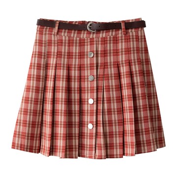 現貨+預購 百褶裙短裙-格子單排扣學院風防走光女裙子4色73xg17【獨家進口】【米蘭精品】