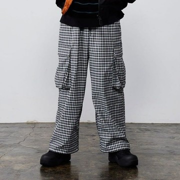 BEAMS / 男裝 寬直筒 格紋 CARGO 長褲
