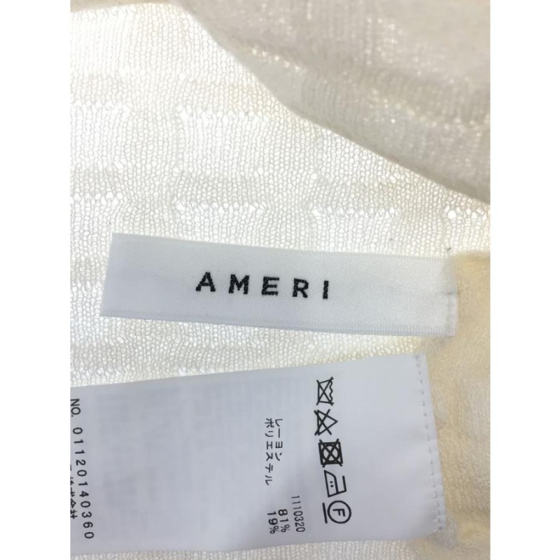 AMERI◇PLAID SHEER TURTLE KNIT/セーター(厚手)/FREE/レーヨン/CRM