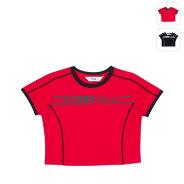 【FILA】 KIDS 女童款 短袖圓領T恤-紅色 5TEZ-8025-RD