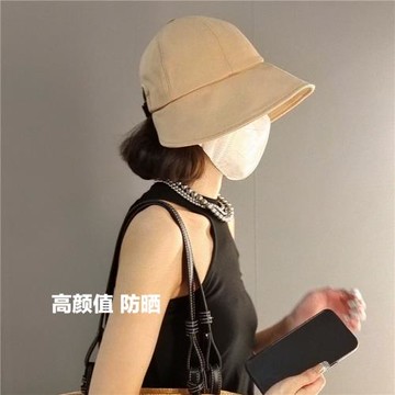 帽子遮陽帽女防曬防紫外線遮臉可折疊新款日系黑色素顏神器漁夫帽