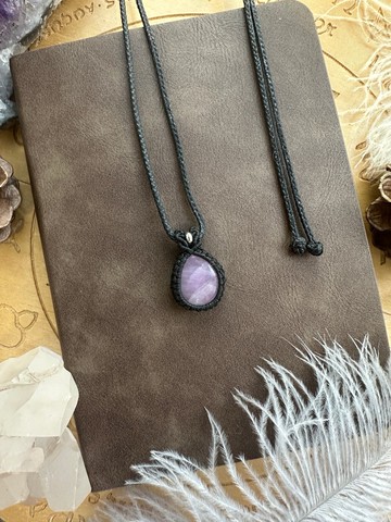 CSP93 簡約民族風 蠟線編織 紫鋰輝 項鍊 (可調長度)
