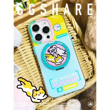 寄居蟹原創洗貓機iphone17手機殼蘋果16promax手機套帶掛繩旋轉支架15支點殼防摔14超好看不撞款手腕繩配夾片