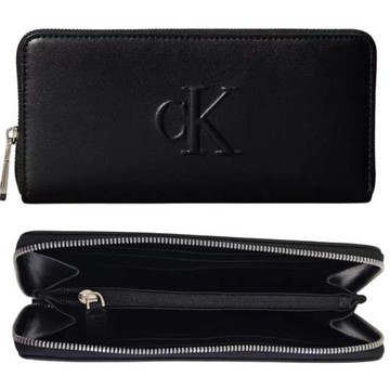 【Calvin Klein 凱文克萊】小圓標質感皮革 附零錢袋短夾 禮盒組-帥氣黑