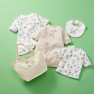 akachan honpo - 待產用品5件組-小熊維尼-淺卡其色 (50~60cm)