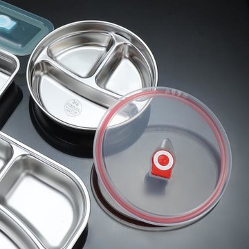 食品級316不銹鋼餐盤幼兒園餐具寶寶家用圓形 湯盤中式兒童分格