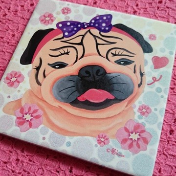 陶瓷吸水杯墊-少女心小巴