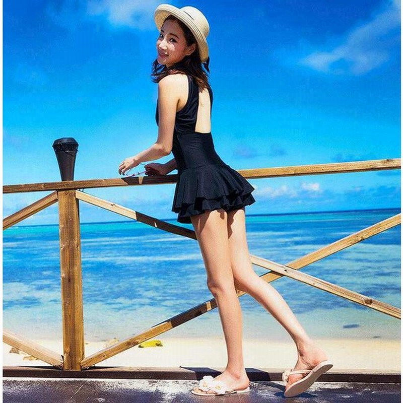 レディース 韓国ファッション 水着 ワンピース 無地 体型カバー フレア ママ水着 スイムウェア 夏 ビーチ リゾート マリン 海水浴 プール ブラック M L Xl 2xl 通販 Lineポイント最大0 5 Get Lineショッピング