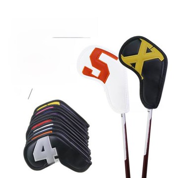 高爾夫鐵桿套golf桿頭套多彩大數字球桿帽套鐵桿保護套防水10個裝