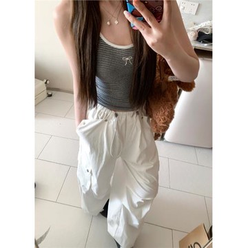 蘇打女夏休閑涼涼抽繩降落工裝褲