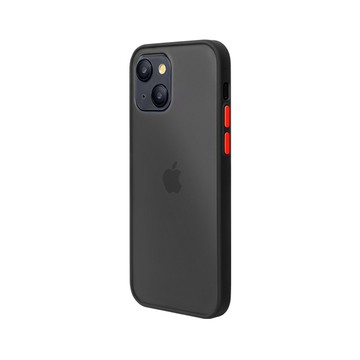 iPhone 14 殼 【個性撞色防摔】iPhone14 手機殼 i14 親膚手感 鏡頭加高 不留指紋(黑+紅鍵)