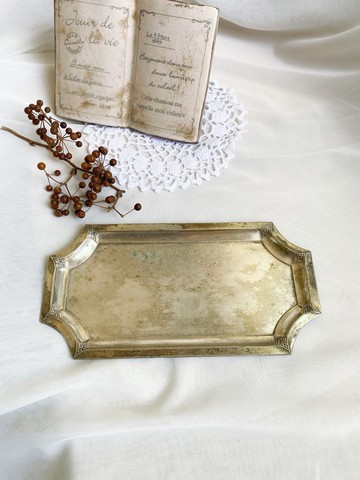 【好日戀物】 德國帶回手工製作細緻鍍銀雕花八角方盤