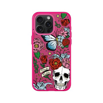 iPhone 15 Pro Max Clear 粉漾桃 - Frida Kahlo - 花骨骷顱頭