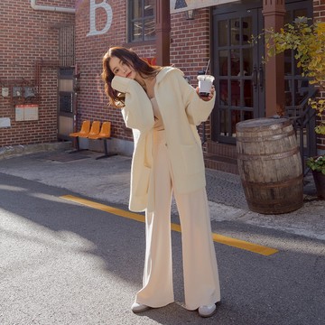 CHIC A SPACE 翻領開衩拉鍊針織外套(灰/白/卡其) 女裝 現貨 氣質 高級感