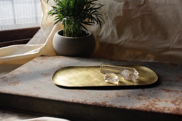 黃銅長型O置物盤