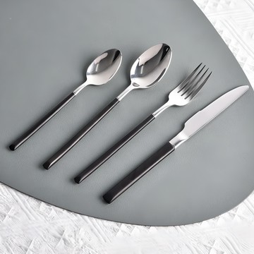 Homely Zakka 不鏽鋼餐具4件組 304不鏽鋼材質  餐刀 + 餐叉 + 湯匙 + 點心匙  極致黑潮  1組