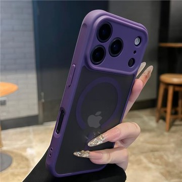 磨砂防指紋適用17promax蘋果手機殼暗紫色新款iphone17promax高級17pro全包16防摔15磁吸14膚感13透明12簡約p