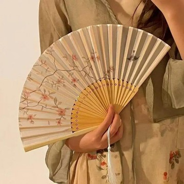 『百貨屋二號』新中式海棠古風折疊小扇子夏天國風漢服拍照折扇