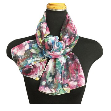 Ballett 玫瑰花園印花 日本製 觸感極致柔軟滑順 適合贈禮 可居家水洗 50×160cm 雪紡絲巾