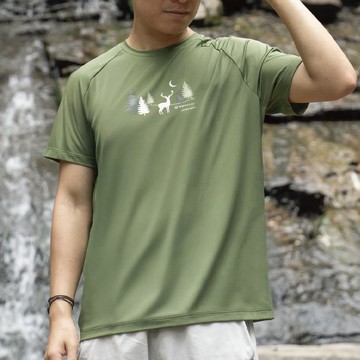 🌟100%環保再生🌱UPF50+涼感循環極風衣＿短袖【森林水鹿】