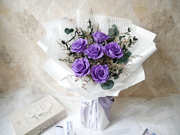中大型永生紫玫瑰花束【簡約藤紫】畢業花/求婚/紀念日/情人節