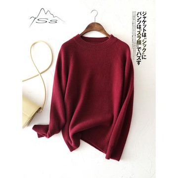 濃郁優雅安可拉紅~羊絨衫女圓領加厚打底100純山羊絨針織衫毛衣