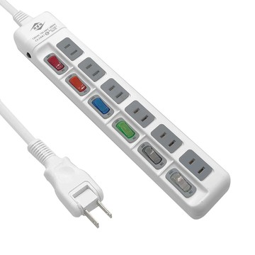 威電ck-2661-15台製 2孔6開6座 防塵滑蓋 延長線 15尺(180度插頭 過載斷電