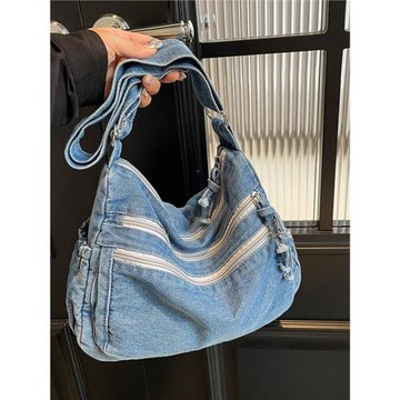 春夏百搭牛仔布大包包女式2025新款慵懶風腋下托特包大容量斜挎包