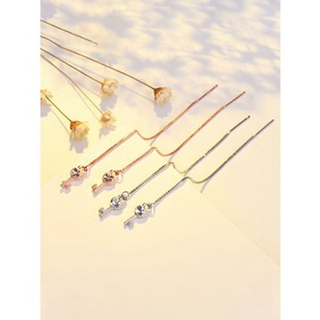 【SK飾品】韓國新款 簡約愛心鑰匙鑲鑽耳線耳環【820990】針式耳環/垂墜耳環