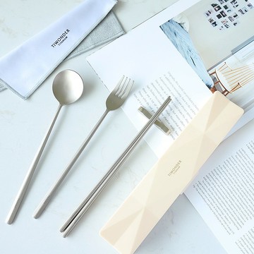 【3入】極致純鈦餐具-鑽石收納盒款