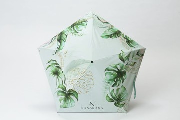 NANAKASA 120g美學黑膠折疊傘-龜背芋