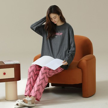 【巴黎精品】現貨+預購 女居家睡衣套裝長袖休閒服秋冬睡袍睡褲-圓領字母T恤寬鬆女休閒服w1ad25