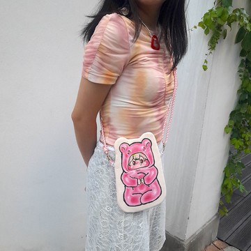 小熊軟糖系列  草莓口味 電話袋 斜背包 小廢包