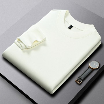 【新款熱賣】德國拜耳德絨吸濕保暖男士長袖圓領體恤純色簡約健康親膚柔軟T恤a