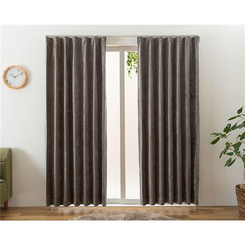 国産ベルベットのカーテン(グレー) 国産ベルベットのカーテン(グレー) ベルベット調高級遮光カーテン