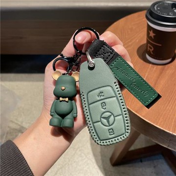 專用奔馳鑰匙包glc AMG E300 C260L EQS GLE EQB真皮車套殼可愛