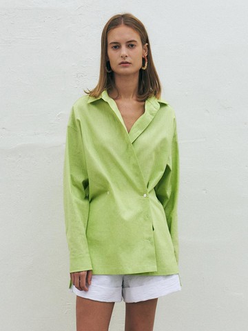 Linen Blend Crossover Shirt