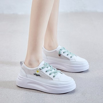 透氣網面小白鞋女夏季新款百搭單鞋低幫時尚透氣白色板鞋