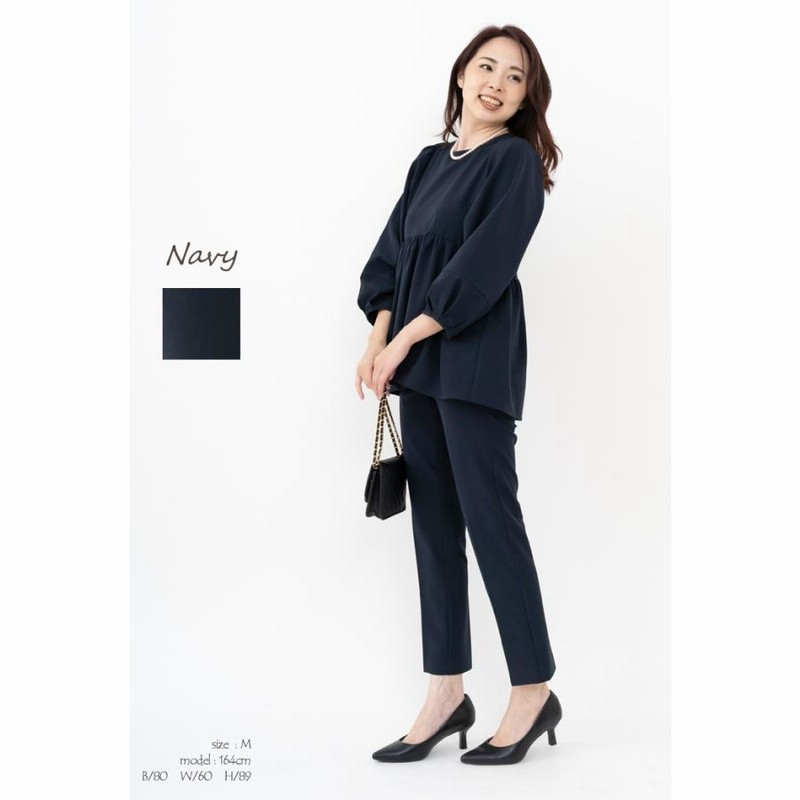 美品★着画見本あり★ペプラム セットアップ パンツ 結婚式　仕事着 日本製」 セットアップ パンツスーツ レディース 七五三 卒業式