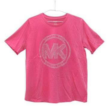 MICHAEL KORS 水鑽圓標短袖圓領上衣(桃粉色)